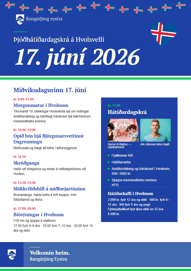 17.júní hátíðardagskrá á Hvolsvelli