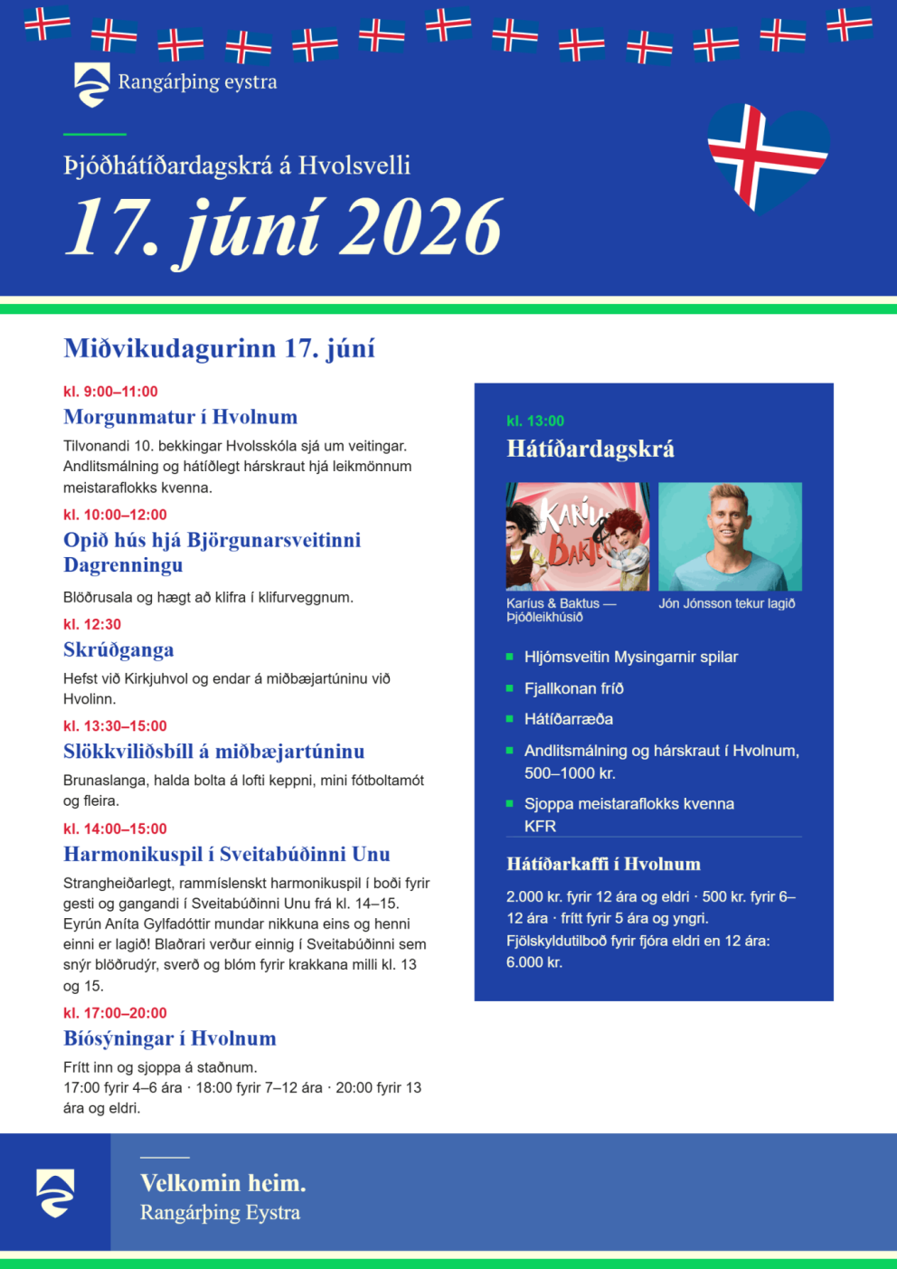 17.júní hátíðardagskrá á Hvolsvelli