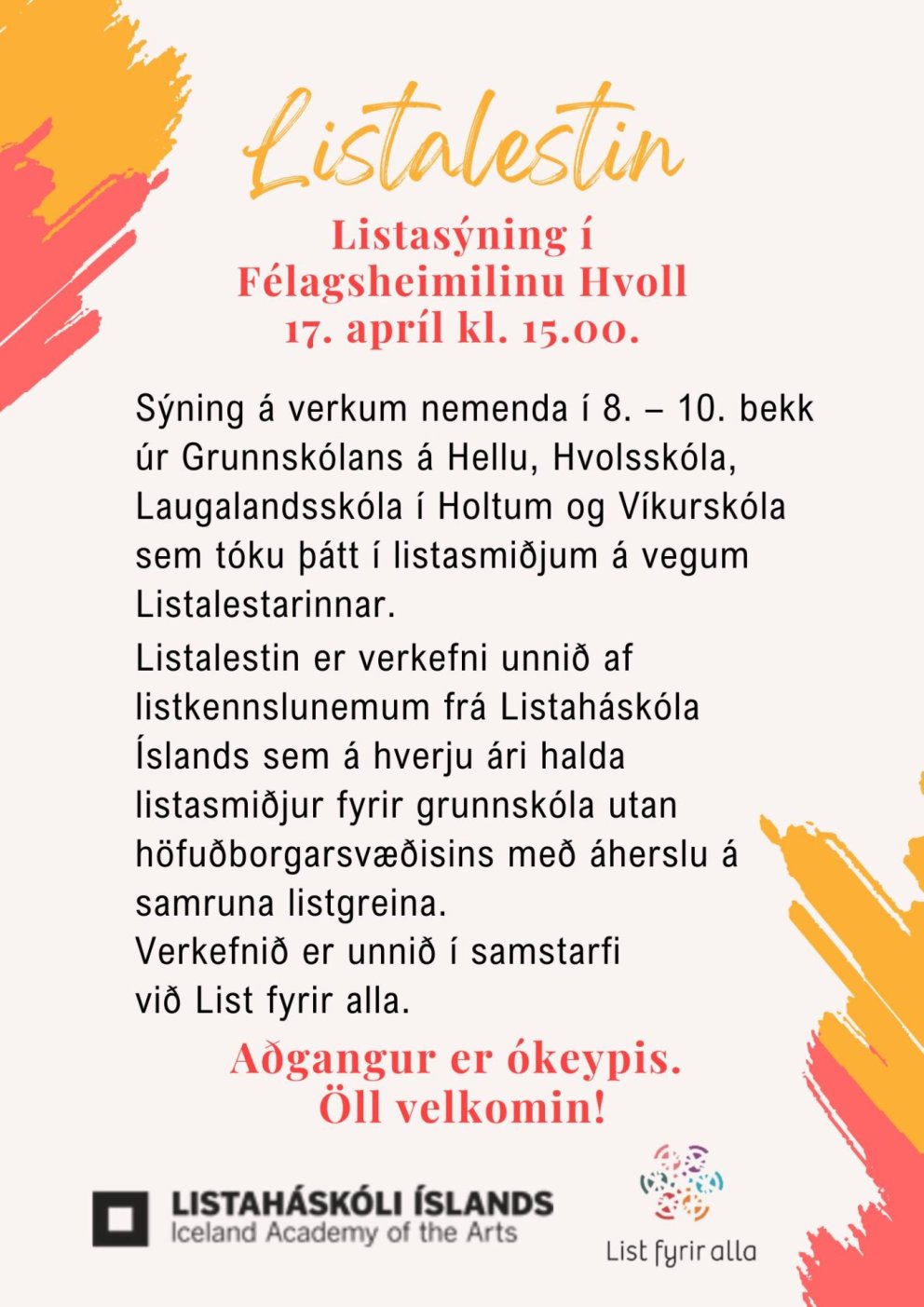 Listalestin - listasýning í Hvolnum