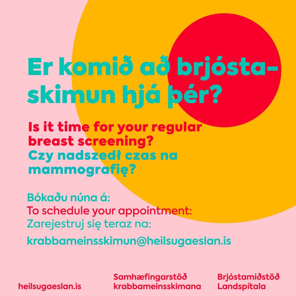 Brjóstaskimun á Hvolsvelli 30. október- 1. nóvember