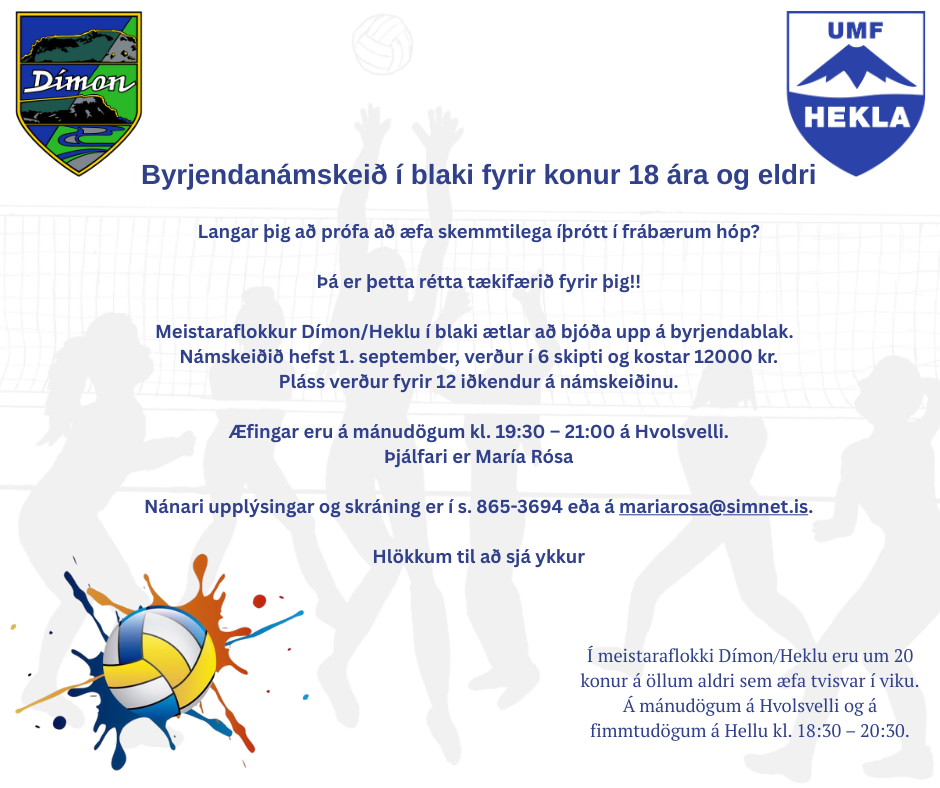 Byrjendanámskeið í blaki fyrir konur 18 ára og eldri