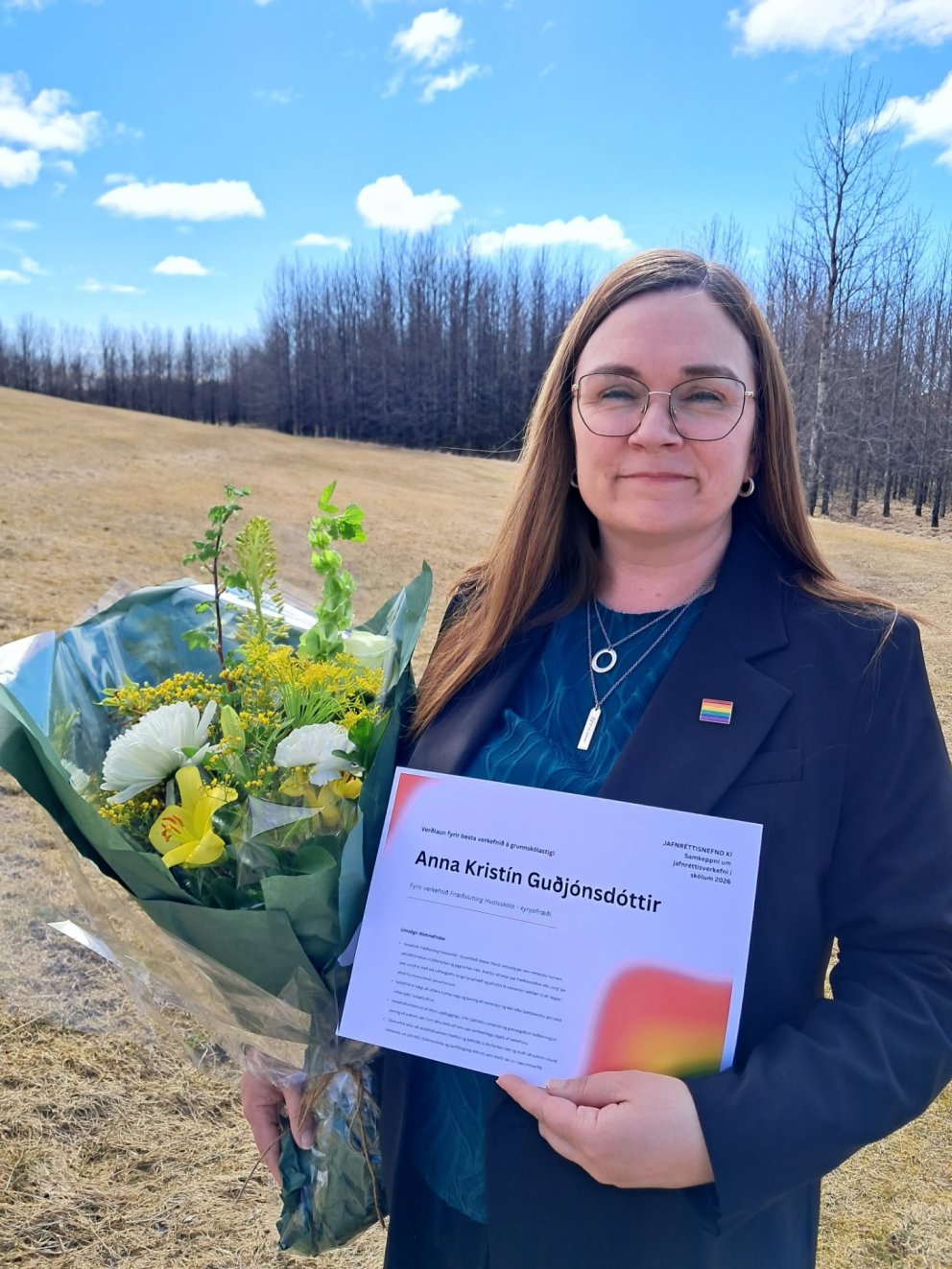 Anna Kristín Guðjónsdóttir fær verðlaun fyrir jafnréttisverkefni í grunnskóla
