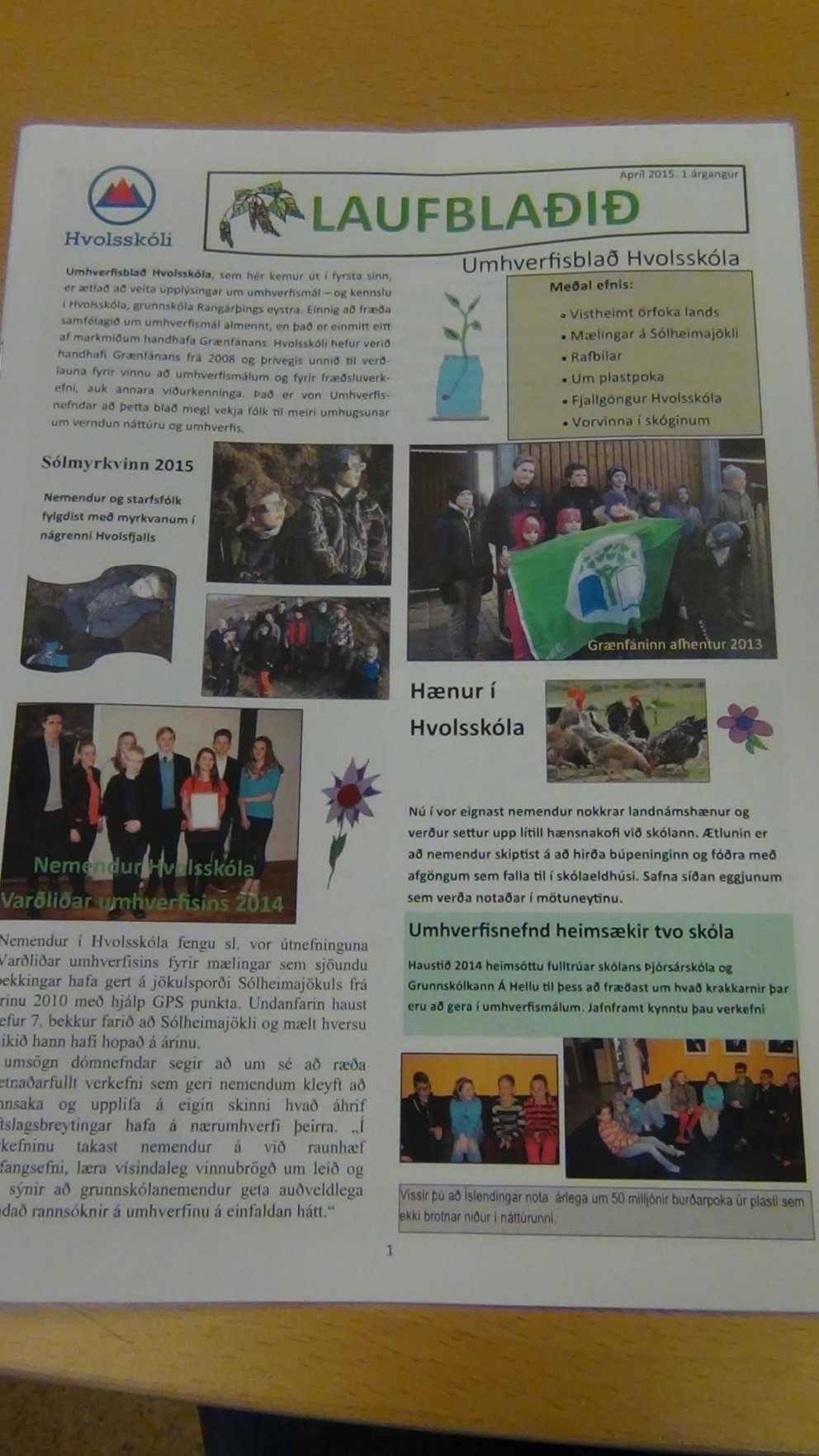 Umhverfisblað Hvolsskóla Laufblaðið kemur út