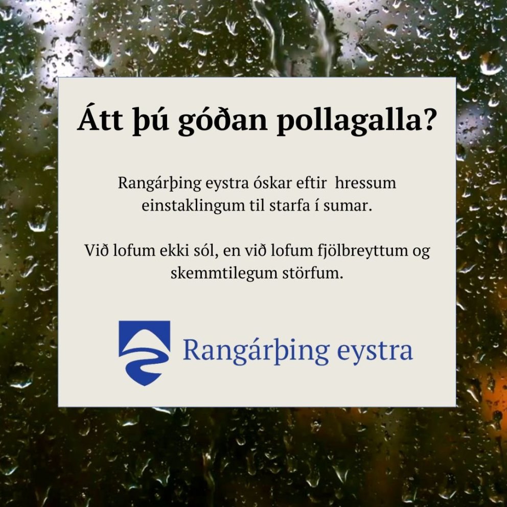 Rangárþing eystra auglýsir eftirfarandi störf fyrir sumarið 2025.