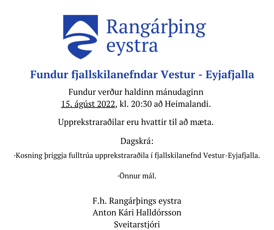 Fundur fjallskilanefndar Vestur-Eyjafjalla