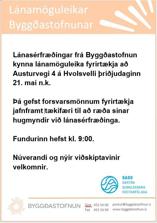 Lánasérfræðingar frá Byggðastofnun á Hvolsvelli