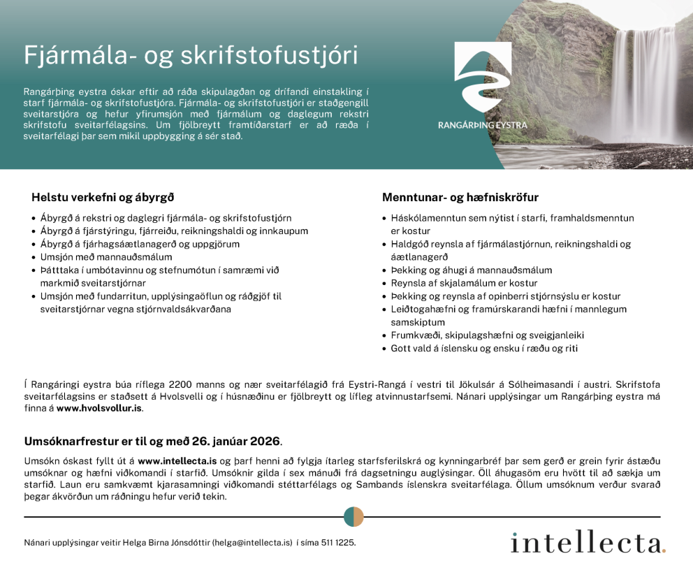 Atvinnuauglýsing - Fjármála- og skrifstofustjóri