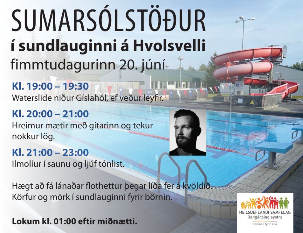 Sumarsólstöður í sundlauginni á Hvolsvelli