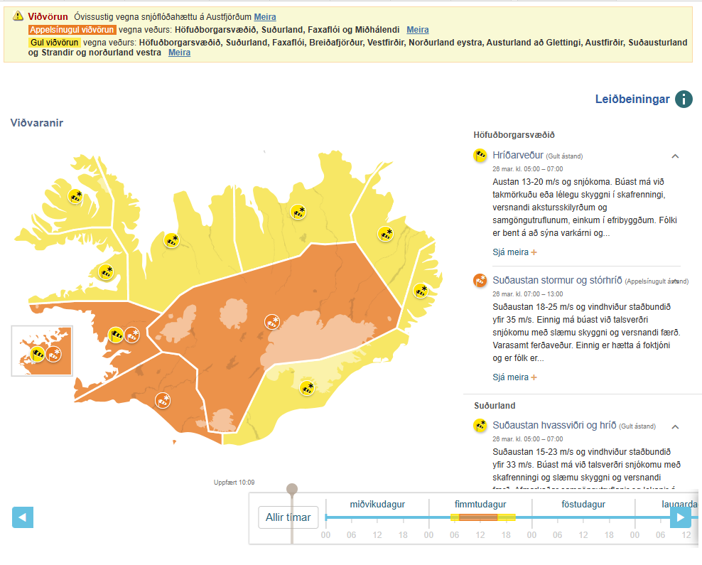 Slæm veðurspá fyrir næsta sólahring