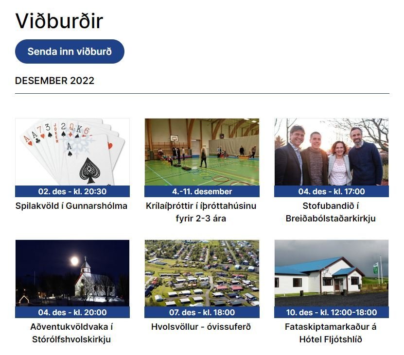 Viðburðadagatal á heimasíðu Rangárþings eystra